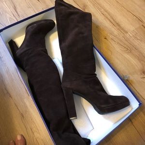 Dark Brown Suede Stuart Weitzman Tall Boots